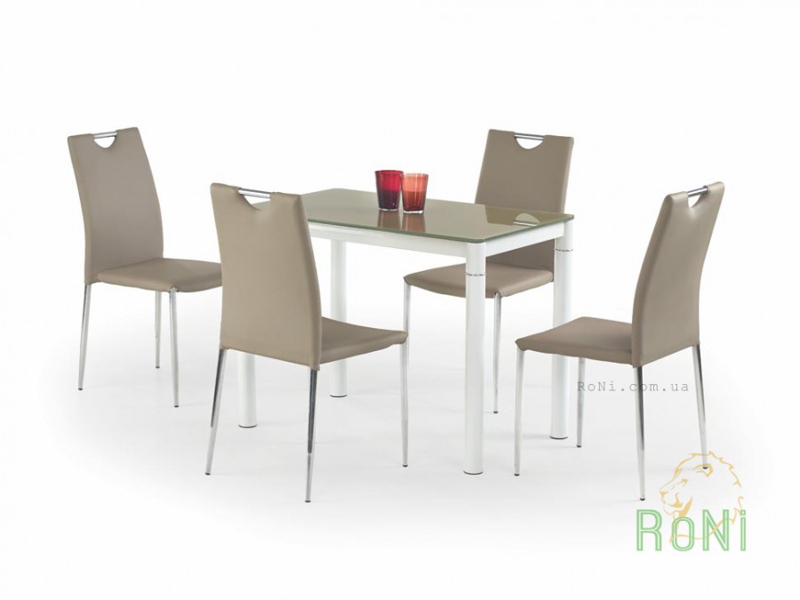 Скляний обідній стіл Halmar Argus 100x60x75 см Бежевий/Білий