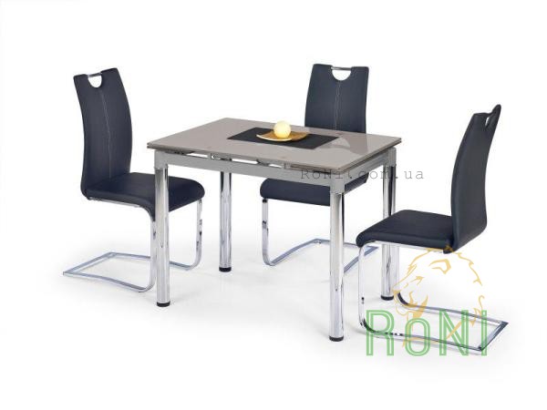 Скляний обідній стіл Halmar Logan 2 96÷142/70/75  см Сірий/Хром