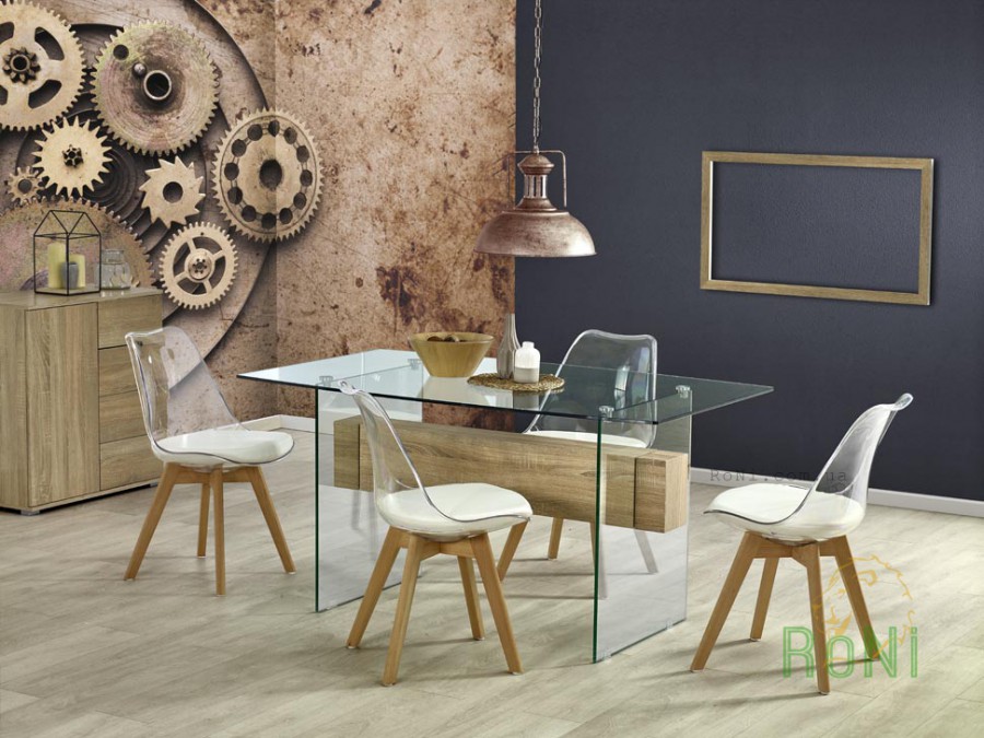 Стеклянный нераскладной обеденный стол Halmar Bergen 150x90x75 Прозрачный