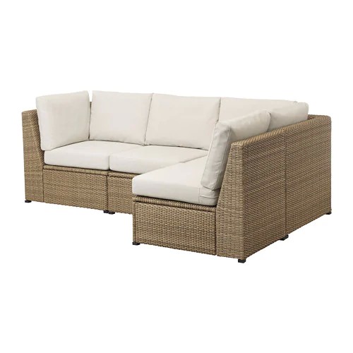 Угловой диван 2 + 2 коричневый, подушки бежевые SOLLERON 992.859.28 IKEA