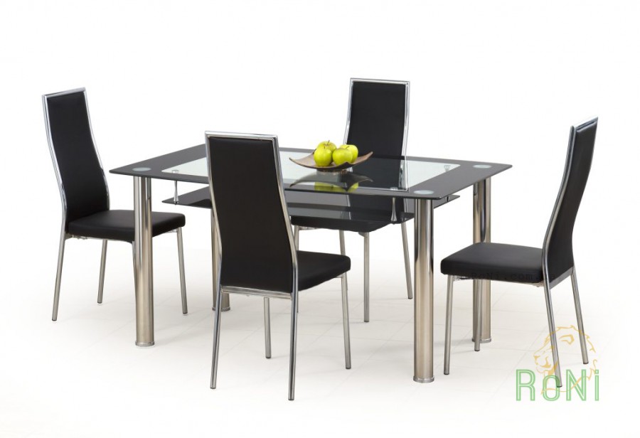 Стеклянный обеденный стол Halmar Cristal 150x90x77 см Прозрачный/Черный