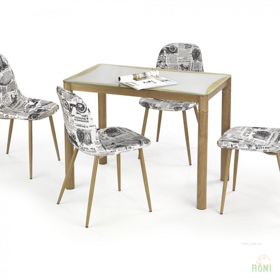 Стеклянный обеденный стол Halmar Epir 100x60x75 см Серый/Дуб сонома/Дуб медовый