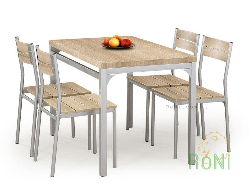 Комплект обеденный HALMAR стол и стулья MALCOLM 110/70/75 см (дуб сонома)