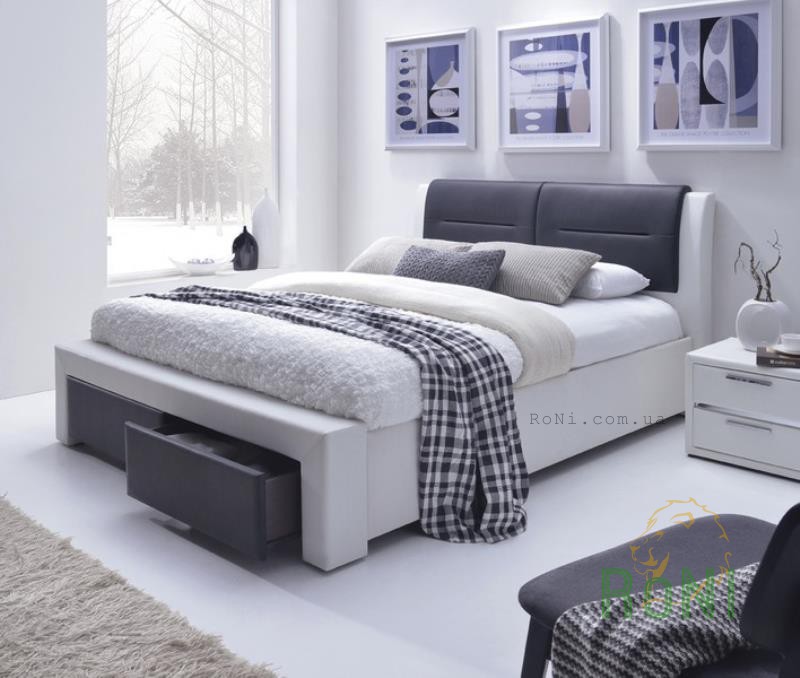 Ліжко Halmar Cassandra S 160 біло-чорне