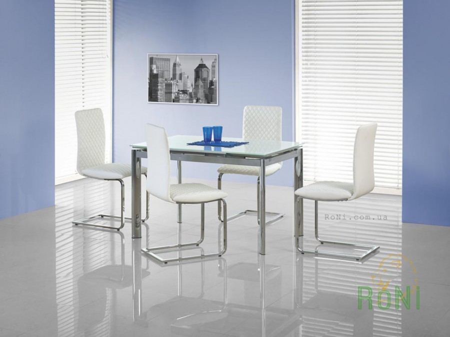 Скляний обідній стіл Halmar Lambert 120-180x80x76 см Білий/Хром