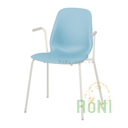 Кресло светло-голубое Dietmar рама белая LEIFARNE 992.597.50 IKEA