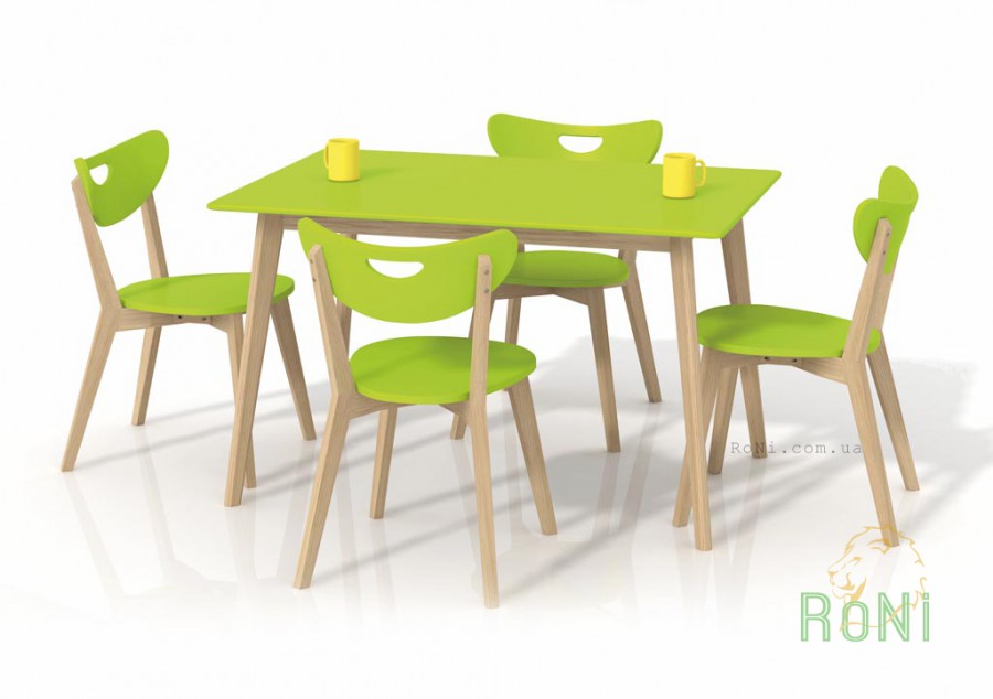 Обідній стіл Halmar Lorrita 120x80x73 см Зелений лайм/Береза