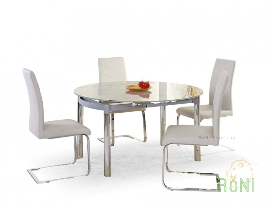 Скляний обідній стіл Halmar Nestor 130x80-130x75 см Сірий/Хром