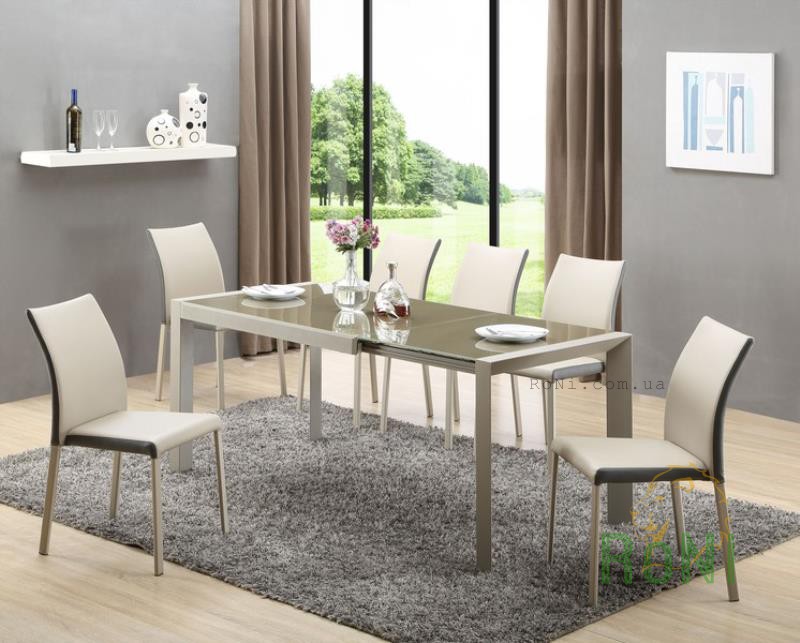 Стеклянный обеденный стол Halmar Arabis 122x80x76 см Светло коричневый/Бежевый