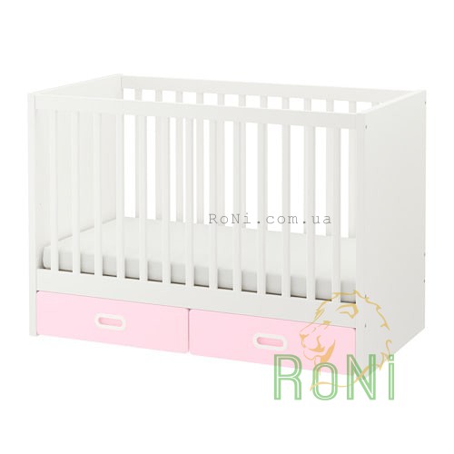 Дитяче ліжко біле з висувними рожевими ящиками 60x120 STUVA / FRITIDS 792.672.80 IKEA