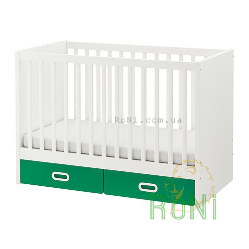 Дитяче ліжко біле з ящиками зеленого кольору 60x120 STUVA / FRITIDS 492.675.02 IKEA