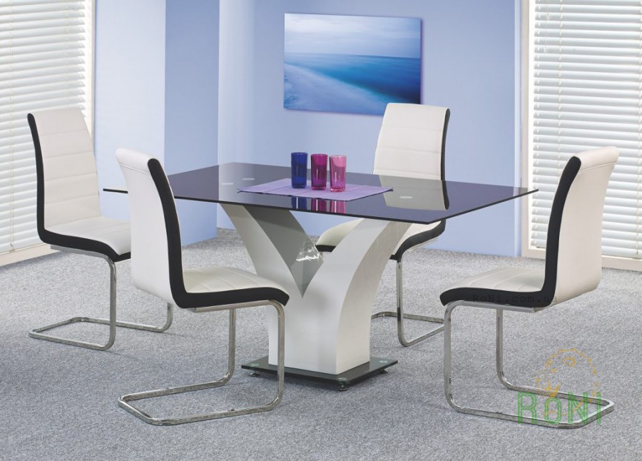 Стеклянный обеденный стол Halmar Vesper 160x90x76 см Черный/Белый