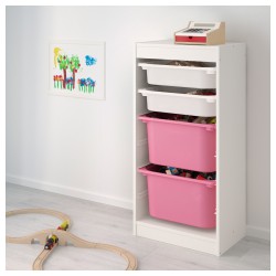 Фото1.Стеллаж, белый, розовый TROFAST IKEA 299.216.39
