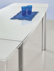 Фото2.Скляний обідній стіл Halmar Lambert 120-180x80x76 см Білий/Хром