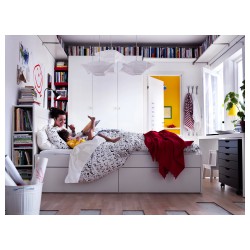 Фото3.Каркас кровати белый 140х200 Lönset BRIMNES IKEA 491.574.57