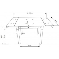 Фото1.Комплект обеденный HALMAR стол KENT и стулья K-70 C 80 ÷ 130/80/76 cm. Черный