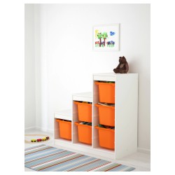 Фото1.Стеллаж, білий, оранжевий TROFAST IKEA 591.289.35