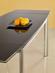 Фото2.Стеклянный обеденный стол Halmar Lambert 120-180x80x76 см Черный/Хром