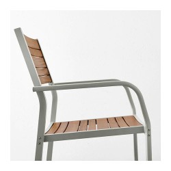 Фото2.​Комплект садовый IKEA SJÄLLAND (стол + лавка + 2 стула) 592.676.53 светло-серый светло-коричневый