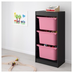 Фото1.Стеллаж, черный, розовый TROFAST IKEA 392.286.34