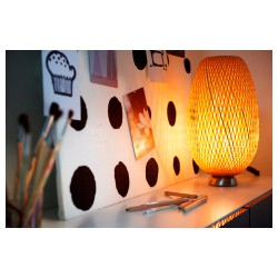 Фото3.Настольная лампа, никелированная, бамбуковая ротанга BOJA IKEA 601.522.79