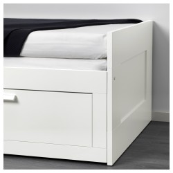 Фото2.Рама кровати белая / матрас среде-твердый Malfors BRIMNES IKEA 191.299.32