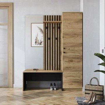 Фото1.ZARIS прихожая золотой дуб / черный