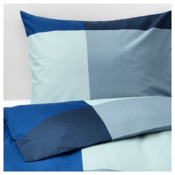 Фото1.Комплект постельного белья BRUNKRISSLA 303.754.03 синий / серый 200*200/50*60 IKEA