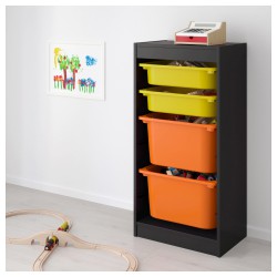 Фото1.Стеллаж, чорний, білий, оранжевий TROFAST IKEA 492.286.38
