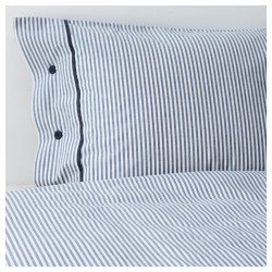 Фото1.Комплект постельного белья NYPONROS 201.891.47 белый/синий 200*200/50*60 IKEA