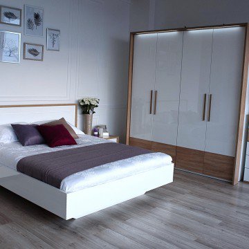 Фото1.Кровать MW1800 Embawood Верона Белый, Дуб Сонома
