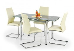 Фото2.Стеклянный обеденный стол Halmar Logan 2 96÷142/70/75 см Серый/Хром