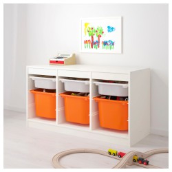 Фото1.Стеллаж, белый, оранжевый TROFAST IKEA 391.843.76