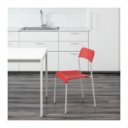 Фото1.Кресло красное, рама белая ADDE 902.191.84 IKEA