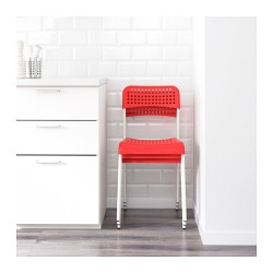 Фото2.Кресло красное, рама белая ADDE 902.191.84 IKEA
