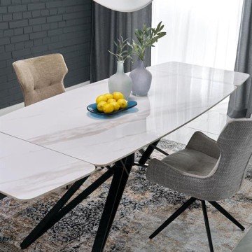 Фото3.Розкладний стіл ALFREDO, білий мармур / чорний (2 шт. = 1 шт.)