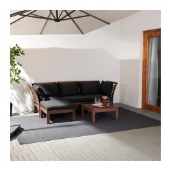 Фото1.3-місний диван + табурет д / ніг коричнева морилка,  подушки чорні, APPLARO 990.547.44 IKEA