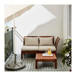 Фото1.2-местный садовый диван коричневый,  подушки бежевые, APPLARO 590.968.83 IKEA