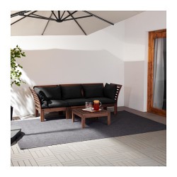 Фото1.3-местный садовый диван коричневая морилка, подушки черные, APPLARO 890.540.42 IKEA