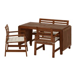 Фото1.Комплект садовый IKEA ÄPPLARÖ 491.564.10 (стол + скамья + 2 кресла) коричневый