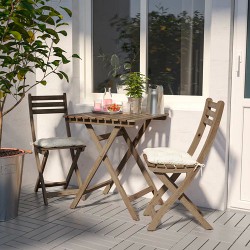 Фото2.​Комплект садовый IKEA ASKHOLMEN (стол + 2 стула) 299.300.59 светло-коричневый