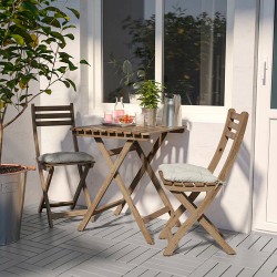 Фото1.​Комплект садовый IKEA ASKHOLMEN (стол + 2 стула) 592.861.47 светло-коричневый