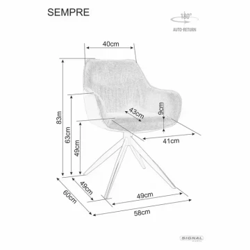 Фото2.Обеденный поворотный стул Signal SEMPRE Brego