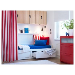 Фото5.Рама кровати белая / матрас среде-твердый Malfors BRIMNES IKEA 191.299.32