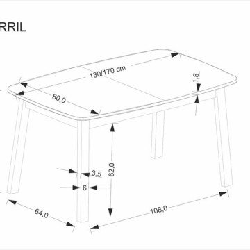 Фото2.Розкладний стіл BARRIL 130-170x80x72 см, дуб ремісничий/чорний (2 шт. = 1 шт.)