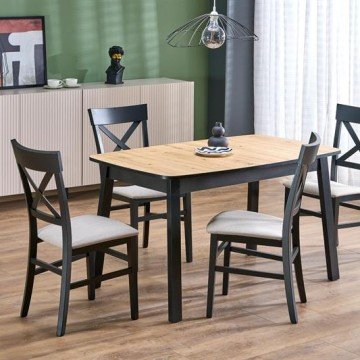 Фото4.Розкладний стіл BARRIL 130-170x80x72 см, дуб ремісничий/чорний (2 шт. = 1 шт.)