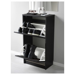 Фото2.Тумба для обуви IKEA BISSA черно-коричневый 902.484.26