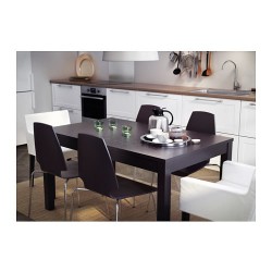 Фото6.Раскладной стол темно-коричневый 140/180 / 220x84 BJURSTA 301.162.64 IKEA