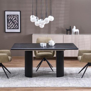 Фото6.Розкладний стіл BOLERO 160-250x90x78 см натуральний дуб/чорний