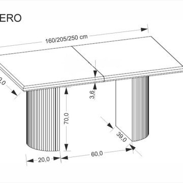 Фото4.Розкладний стіл BOLERO 160-250x90x78 см натуральний дуб/чорний